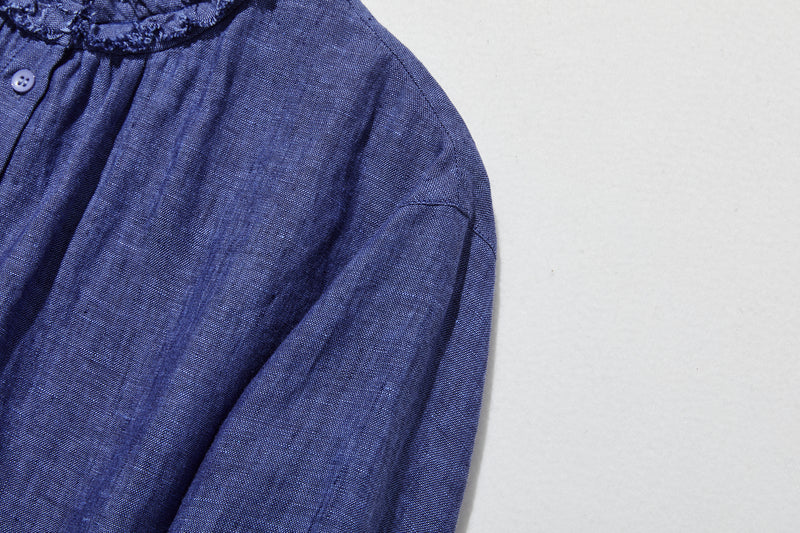 大人の上品で可愛らしい雰囲気をまとうリネン ブラウス　リネン100％　シャツブラウス 250914