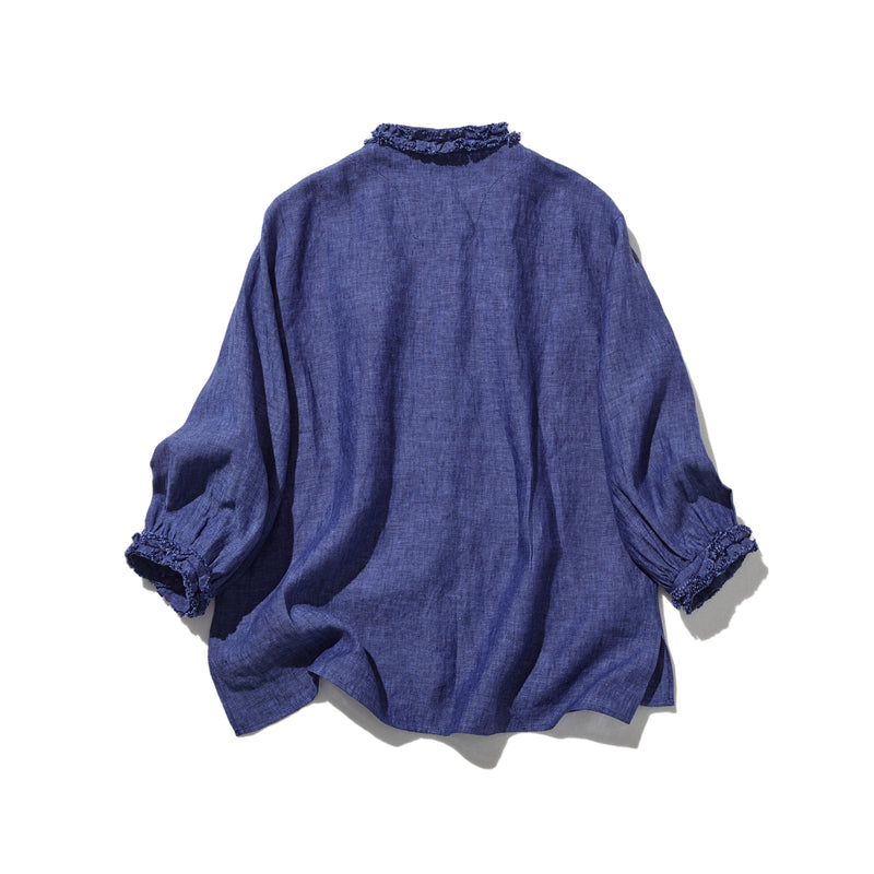 大人の上品で可愛らしい雰囲気をまとうリネン ブラウス　リネン100％　シャツブラウス 250914