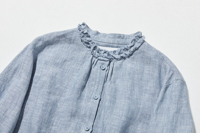 大人の上品で可愛らしい雰囲気をまとうリネン ブラウス　リネン100％　シャツブラウス 250914