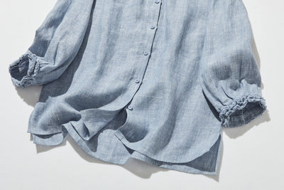 大人の上品で可愛らしい雰囲気をまとうリネン ブラウス　リネン100％　シャツブラウス 250914