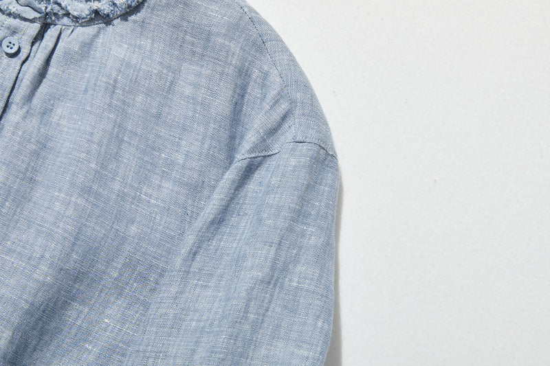 大人の上品で可愛らしい雰囲気をまとうリネン ブラウス　リネン100％　シャツブラウス 250914