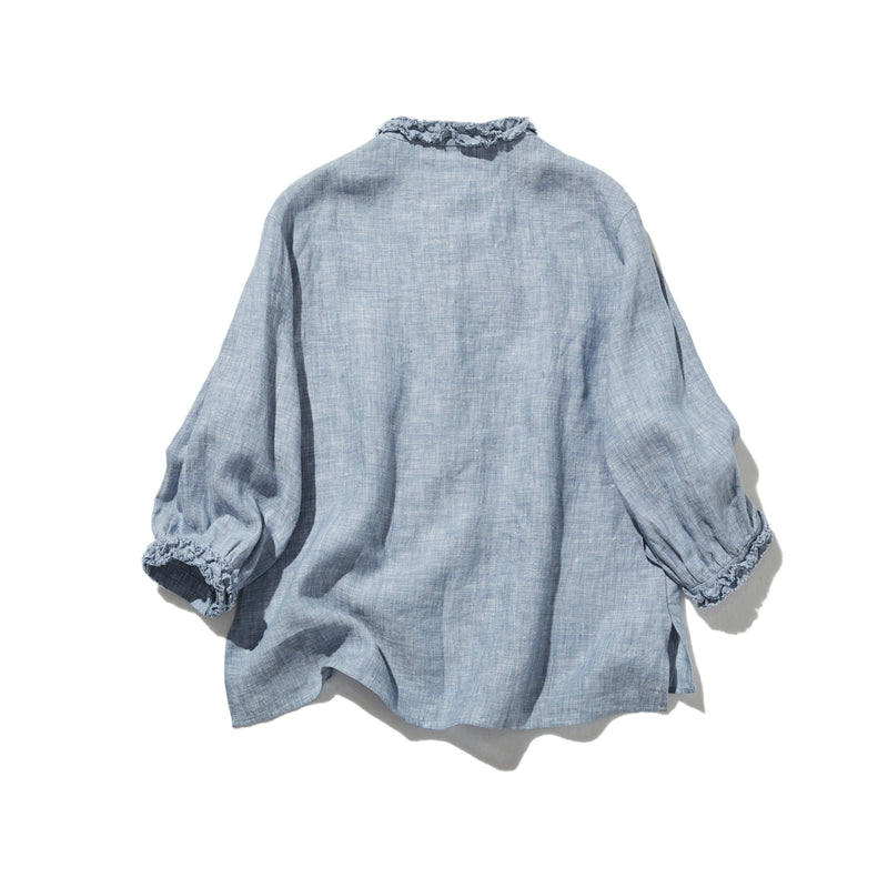 大人の上品で可愛らしい雰囲気をまとうリネン ブラウス　リネン100％　シャツブラウス 250914