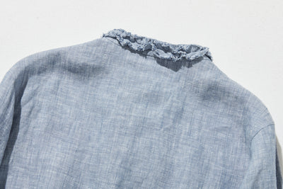 大人の上品で可愛らしい雰囲気をまとうリネン ブラウス　リネン100％　シャツブラウス 250914