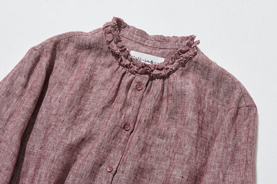 大人の上品で可愛らしい雰囲気をまとうリネン ブラウス　リネン100％　シャツブラウス 250914