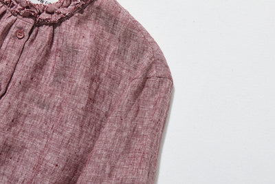 大人の上品で可愛らしい雰囲気をまとうリネン ブラウス　リネン100％　シャツブラウス 250914