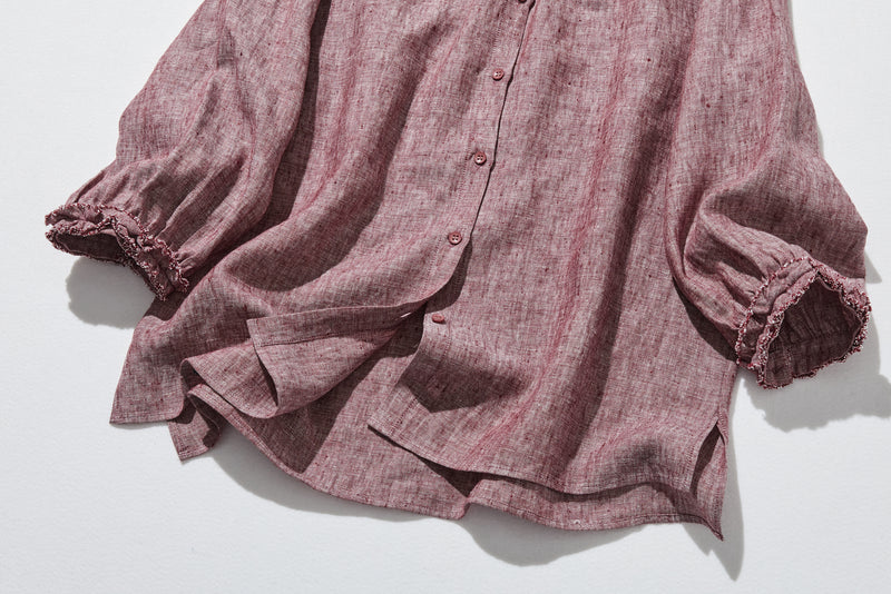 大人の上品で可愛らしい雰囲気をまとうリネン ブラウス　リネン100％　シャツブラウス 250914