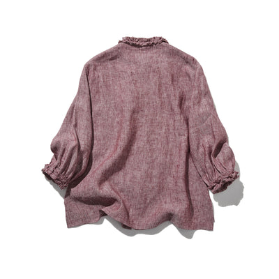 大人の上品で可愛らしい雰囲気をまとうリネン ブラウス　リネン100％　シャツブラウス 250914