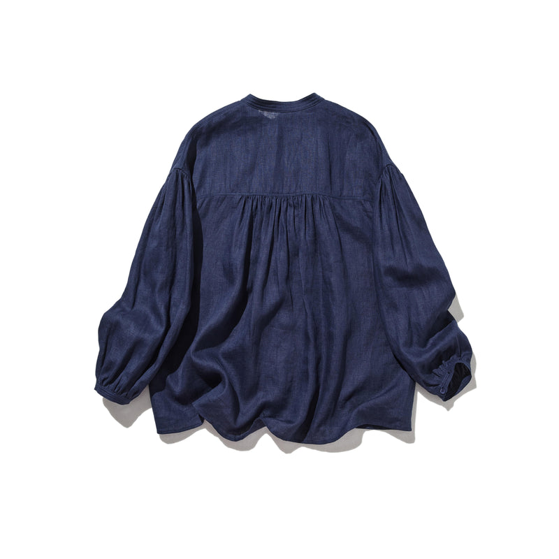 フロントフリルが可愛い フランチリネン100％　シャツブラウス 250913