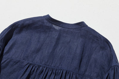 フロントフリルが可愛い フランチリネン100％　シャツブラウス 250913