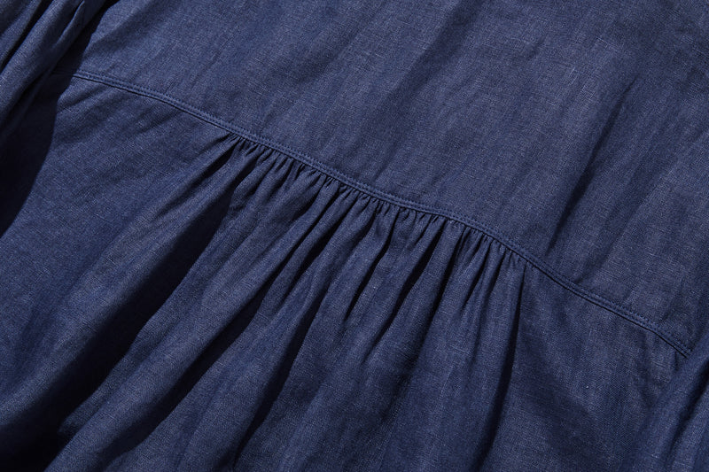 フロントフリルが可愛い フランチリネン100％　シャツブラウス 250913