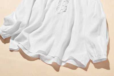 フロントフリルが可愛い フランチリネン100％　シャツブラウス 250913