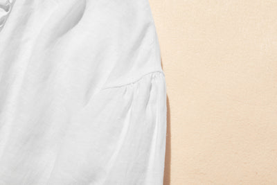 フロントフリルが可愛い フランチリネン100％　シャツブラウス 250913