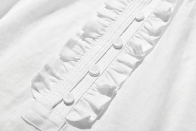 フロントフリルが可愛い フランチリネン100％　シャツブラウス 250913