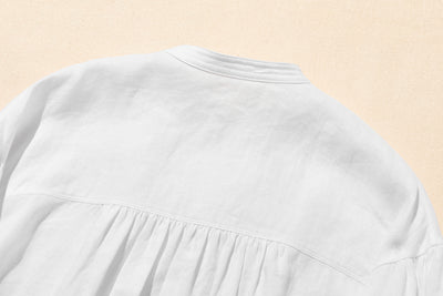 フロントフリルが可愛い フランチリネン100％　シャツブラウス 250913