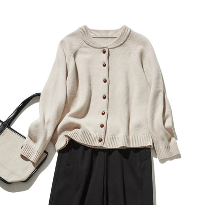 簡約設計，可長期穿著 羊毛開襟衫 100% 羊毛 241029