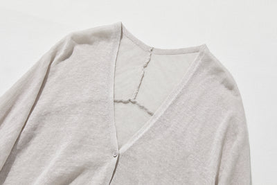 即使在炎熱的季節也能保持涼爽！四分之三袖亞麻開襟衫 防紫外線防曬 240701