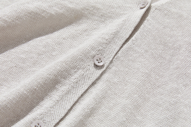 即使在炎熱的季節也能保持涼爽！四分之三袖亞麻開襟衫 防紫外線防曬 240701
