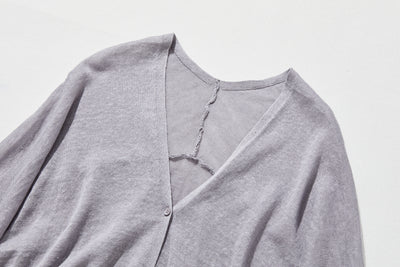 即使在炎熱的季節也能保持涼爽！四分之三袖亞麻開襟衫 防紫外線防曬 240701