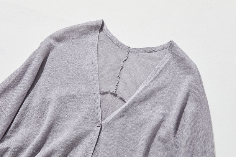 即使在炎熱的季節也能保持涼爽！四分之三袖亞麻開襟衫 防紫外線防曬 240701