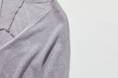 即使在炎熱的季節也能保持涼爽！四分之三袖亞麻開襟衫 防紫外線防曬 240701