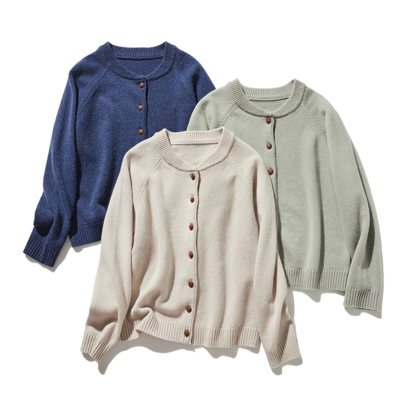 簡約設計，可長期穿著 羊毛開襟衫 100% 羊毛 241029