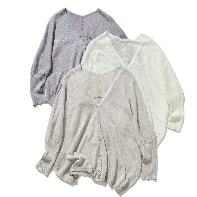 即使在炎熱的季節也能保持涼爽！四分之三袖亞麻開襟衫 防紫外線防曬 240701