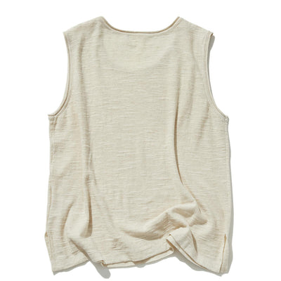 毎日、心地よく着られる実力派タンクトップ　コットンリネントップス    240702