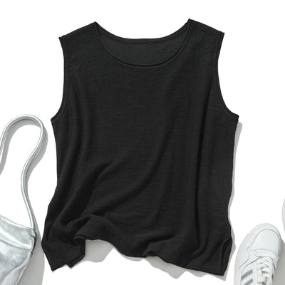 毎日、心地よく着られる実力派タンクトップ　コットンリネントップス    240702