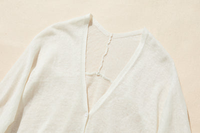 即使在炎熱的季節也能保持涼爽！四分之三袖亞麻開襟衫 防紫外線防曬 240701