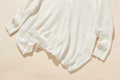 即使在炎熱的季節也能保持涼爽！四分之三袖亞麻開襟衫 防紫外線防曬 240701