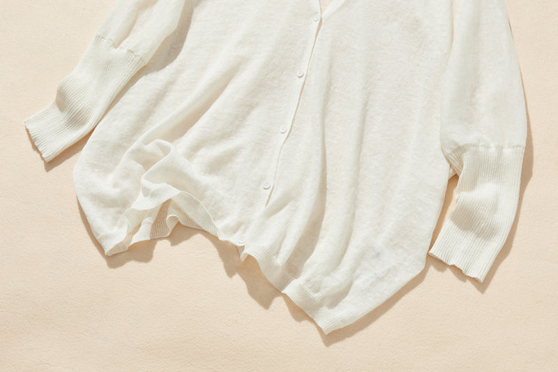 即使在炎熱的季節也能保持涼爽！四分之三袖亞麻開襟衫 防紫外線防曬 240701