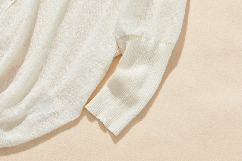 即使在炎熱的季節也能保持涼爽！四分之三袖亞麻開襟衫 防紫外線防曬 240701