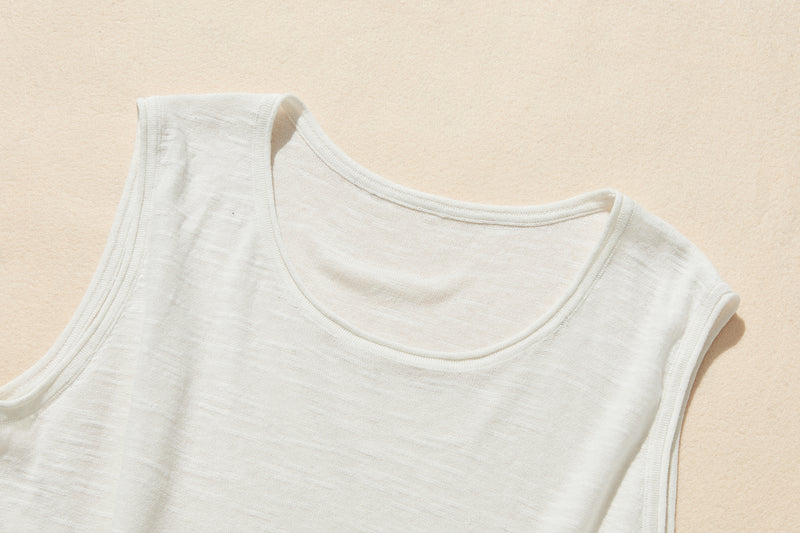毎日、心地よく着られる実力派タンクトップ　コットンリネントップス    240702