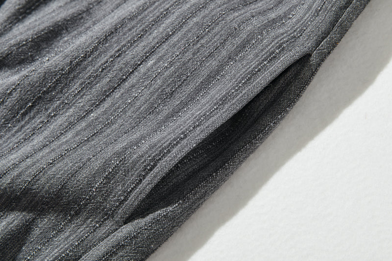 年中着回し可能　綿麻　ストライプジャガード　ロングシャツ　シャツワンピース 　241027-1