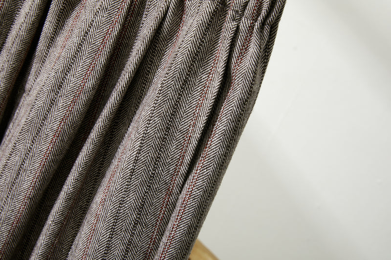Warm and comfortable wool-blend striped pants with a pleated waist and lining (Product code: 231011-1)