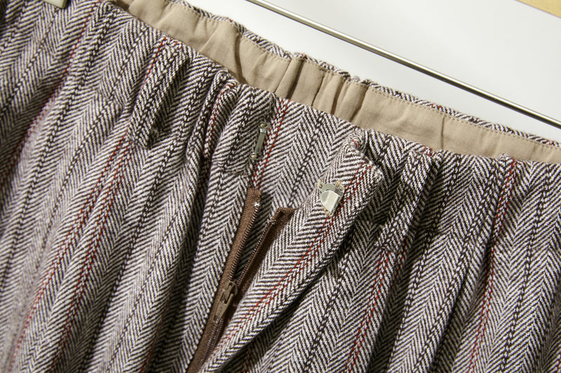 Warm and comfortable wool-blend striped pants with a pleated waist and lining (Product code: 231011-1)