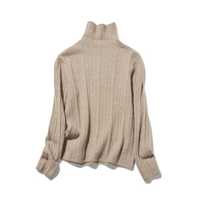 冬の定番に、立体アラン模様の美しい一品　カシミヤとウールのハイネックニット　セーター　251122