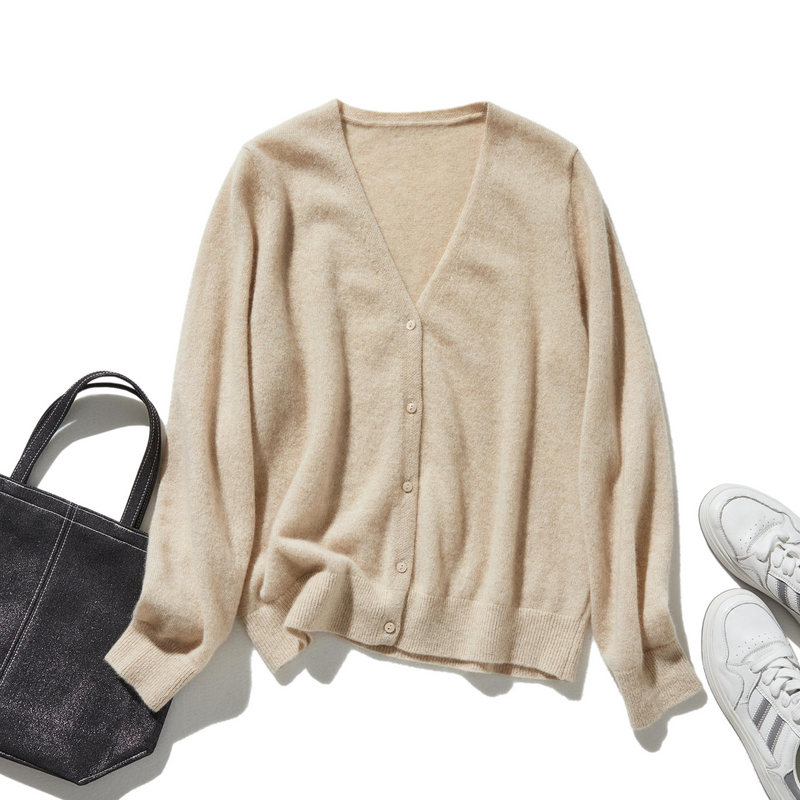 可長期穿著的羊絨開襟衫 V領開襟衫 100%羊絨 241101 