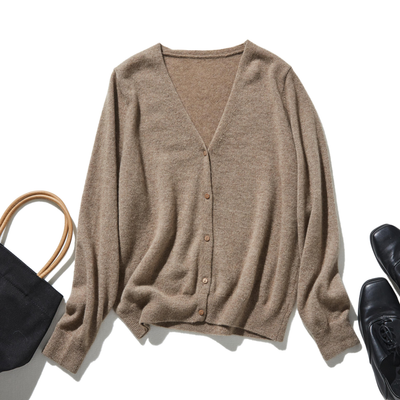 可長期穿著的羊絨開襟衫 V領開襟衫 100%羊絨 241101 