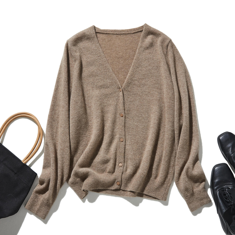 可長期穿著的羊絨開襟衫 V領開襟衫 100%羊絨 241101 