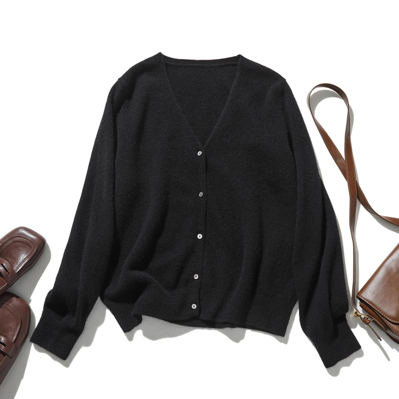 可長期穿著的羊絨開襟衫 V領開襟衫 100%羊絨 241101 