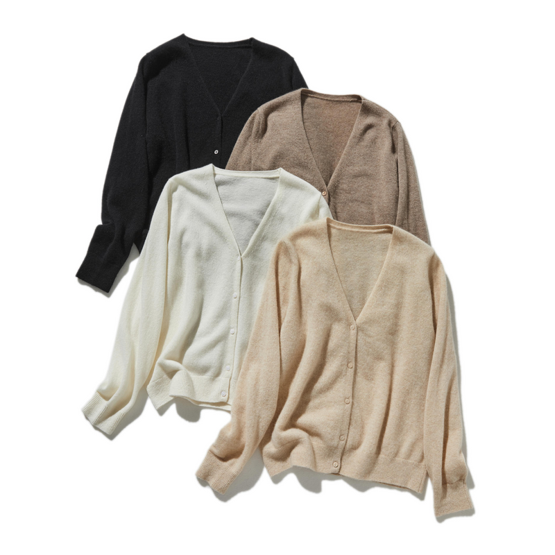 可長期穿著的羊絨開襟衫 V領開襟衫 100%羊絨 241101 