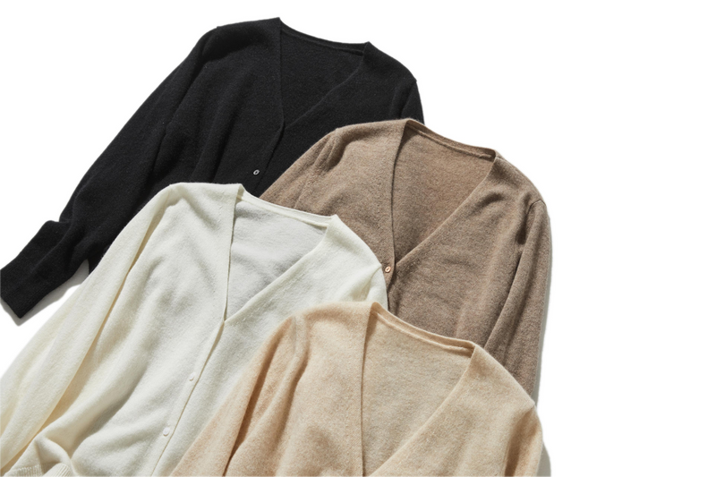 可長期穿著的羊絨開襟衫 V領開襟衫 100%羊絨 241101 