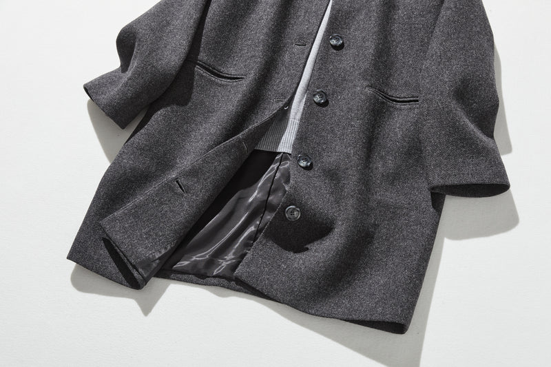 成人也想穿的時尚羊毛大衣 中長版大衣 深灰色 191205-14 