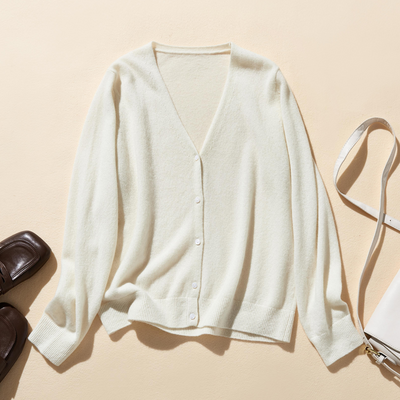 可長期穿著的羊絨開襟衫 V領開襟衫 100%羊絨 241101 