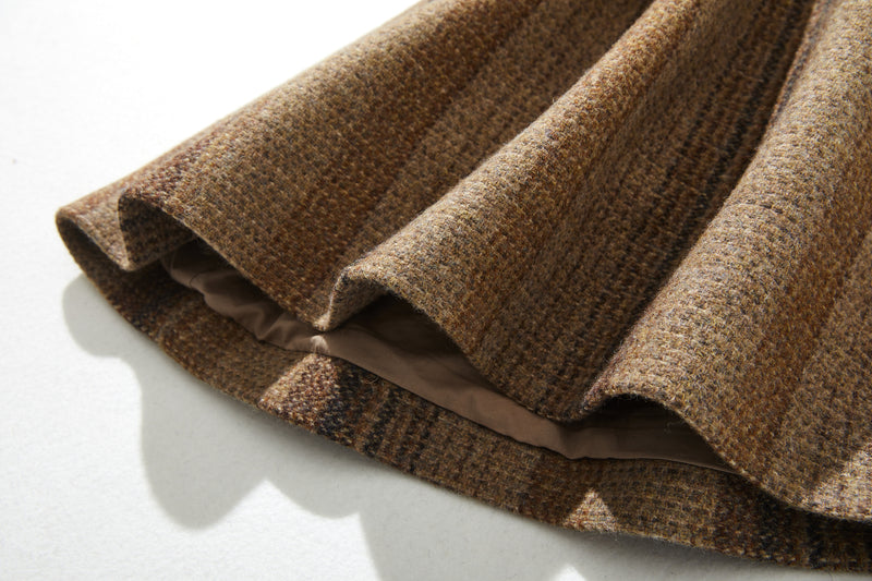 ★20% Off★ A sophisticated, sophisticated stand-collar 100% wool coat with a check pattern. 231108-1