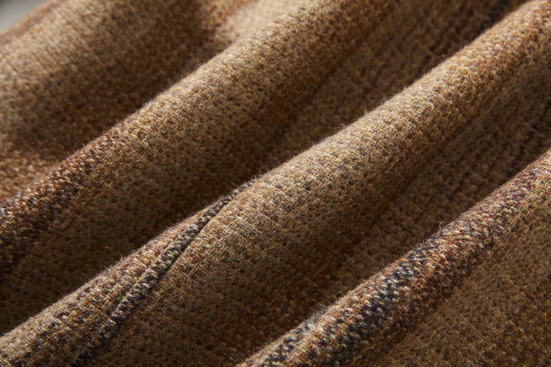 ★20% Off★ A sophisticated, sophisticated stand-collar 100% wool coat with a check pattern. 231108-1