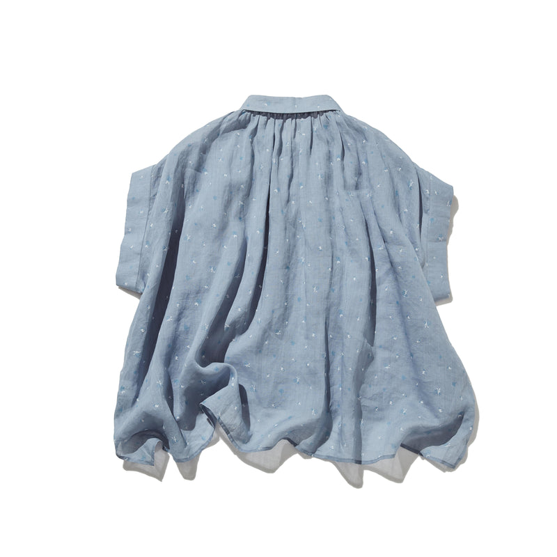 夏の定番！エアリー麻のブラウス　小花プリント　超ゆったりシルエット　250801