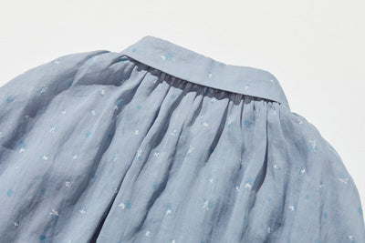 夏の定番！エアリー麻のブラウス　小花プリント　超ゆったりシルエット　250801