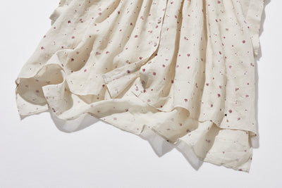 夏の定番！エアリー麻のブラウス　小花プリント　超ゆったりシルエット　250801